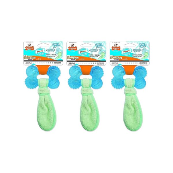 Teething Toys for Small Puppies, Allergen-Free Peanut Butter Flavor, Textured Nylon