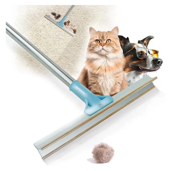 Telescopic Long Handle Carpet Rake for Pet Hair Removal and Cleaning