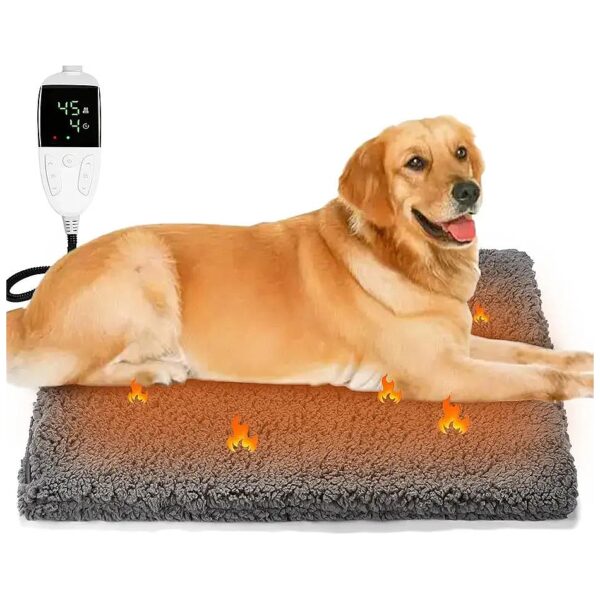 Temperature Adjustable Heated Dog Mat with Soft Cover for Whelping Box Pet Bed