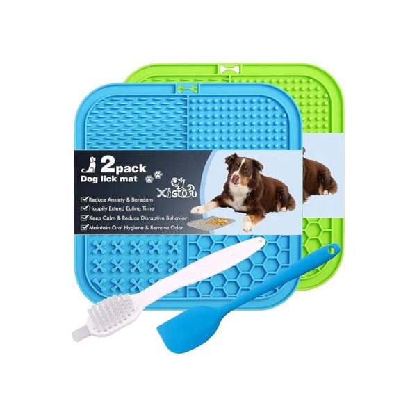 Textured Licking Mat for Dogs, 2-Pack Large Slow Feeder Mat with Suction Cups