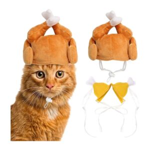 Thanksgiving Pet Costume Gift Set for Cats and Small Dogs - 2 Pack Turkey Hats