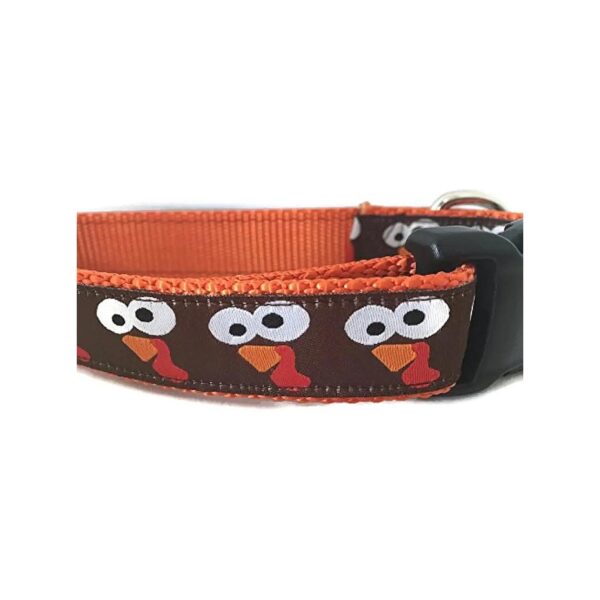 Thanksgiving Turkey Face Nylon Adjustable Dog Collar 1 Inch Wide Medium Large