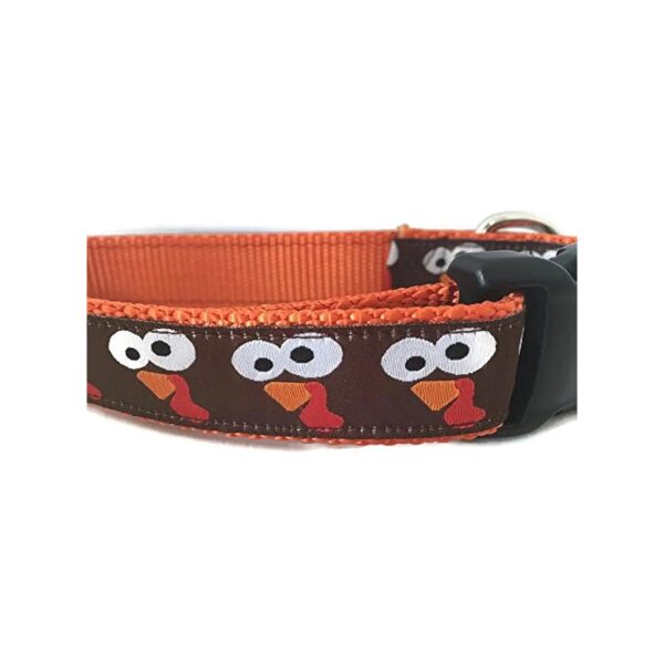 Thanksgiving Turkey Face Pattern Nylon Dog Collar With Medium Large Adjustable Buckle