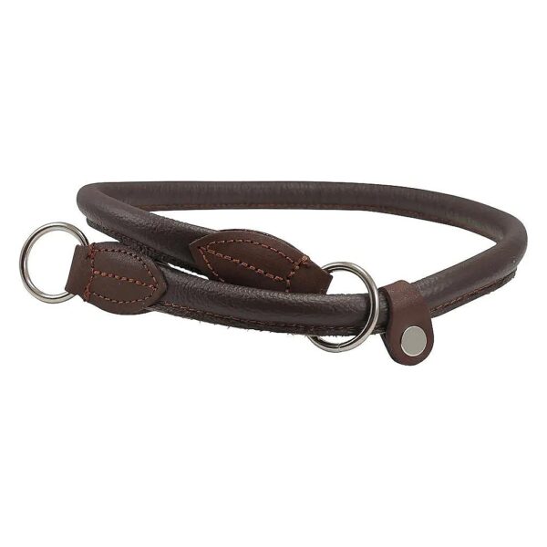 The Perfect Choice for Everyday Use and Training - Brown Rolled Leather Choke Dog Collar