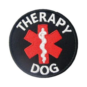 Therapy Dog Patch for Vests and Harnesses - Compatible with Hook and Loop Backing