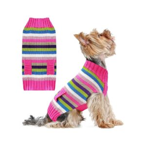 Thick Stretchy Knitted Dog Sweater with Elastic Neck and Cuffs for Fall Winter Comfort