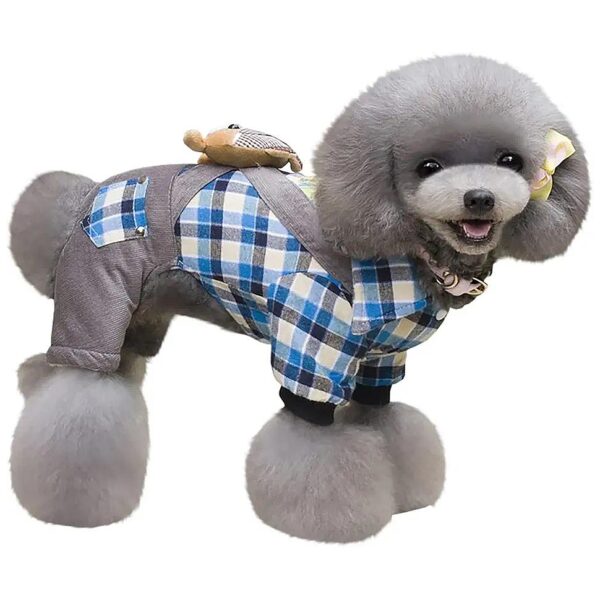 Thick Windproof Fleece Dog Coat for Small Medium Dogs Winter Bear Plaid Shirt Medium M