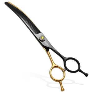 Thinning Shears for Dogs, Curved Design, Black & Gold, 5 Inches, 66 Teeth, Multipurpose