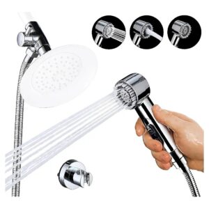 Three-Function Dog Shower Attachment with Brush and Long Hose