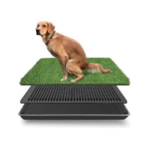 Three-Layer Indoor Dog Potty Tray with Grass Surface for Puppy Training