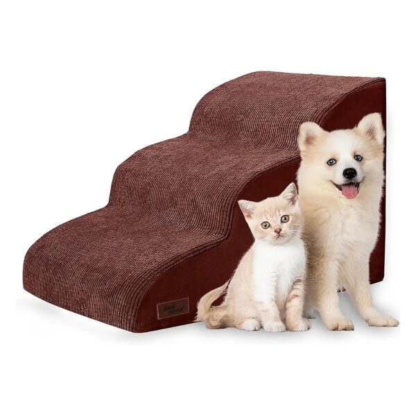 Three-Step Dog Ramp for Couch or Bed with High-Rebound Foam Support