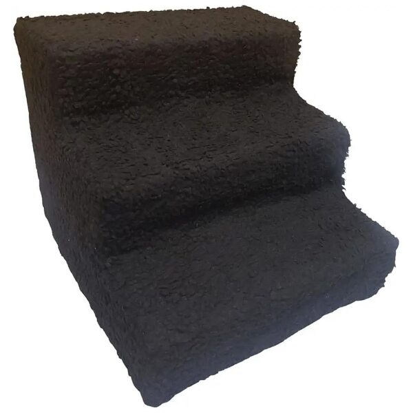 Three-Step Non-Slip Fleece Covered Pet Stairs for Small Dogs and Cats