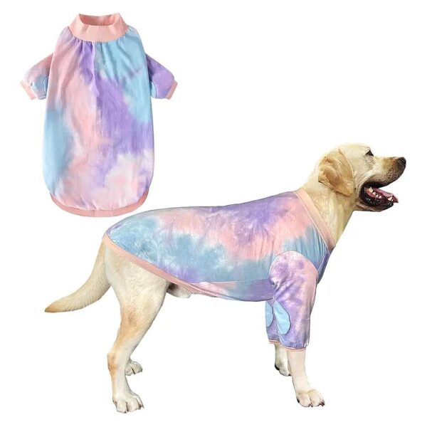 Tie Dye Dog T-Shirt for Large Dogs Machine Washable Soft Cotton Fabric