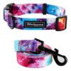 Tie Dye Pink Polyester Collar and Leash Set for Small to Large Dogs