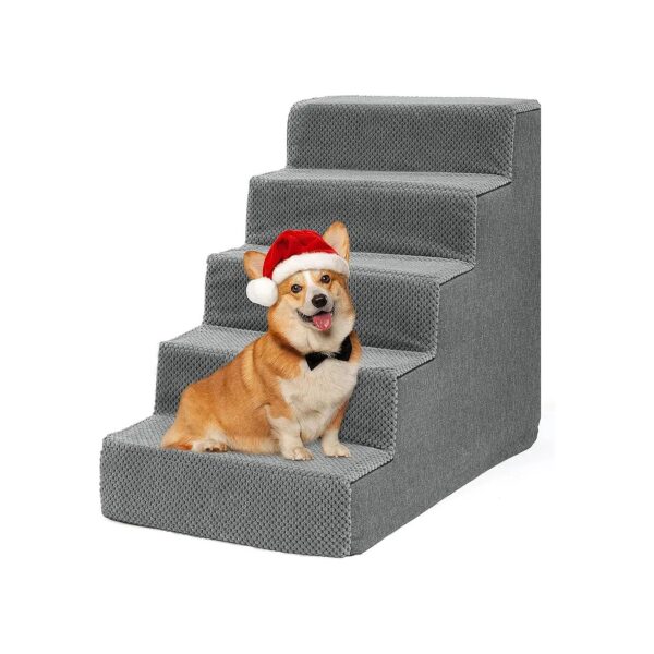 Tier Grey Pet Stairs with Non-Slip High-Strength Boards and Removable Foam Core