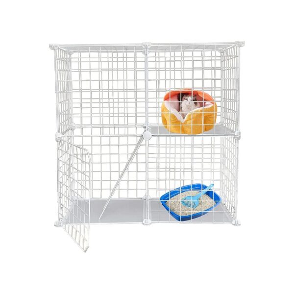 Tier Metal Cat Cage with Detachable Design for Small and Medium Cats