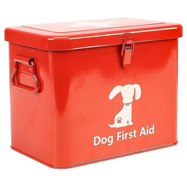 Tier Pet Emergency Medicine Box, Red Storage Bin for Dog, Cat, or Rabbit Needs