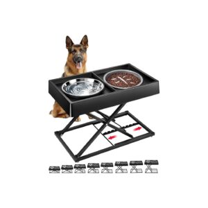 Tiered Dog Food and Water Bowls with 9 Height Options for Pets of All Breeds and Sizes