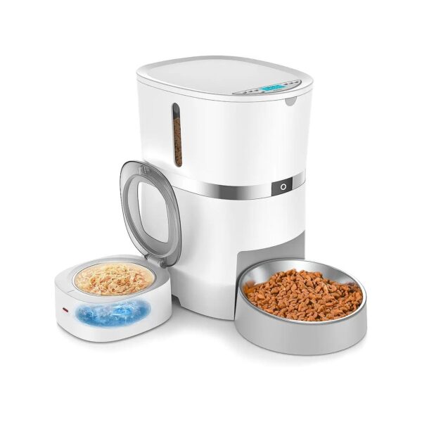 Timed Automatic Cat Feeder with Voice Recorder for Fresh Wet and Dry Food