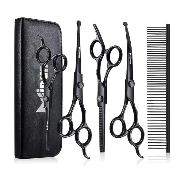 Titanium-Plated Stainless Steel Dog Grooming Scissors Kit for Face and Paws