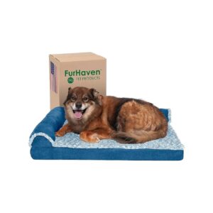 Tone Faux Fur and Suede Dog Bed with Memory Foam for Large Breed Dogs