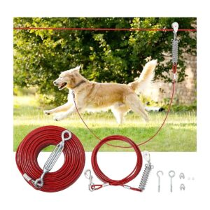 Top-Quality Dog Runner System with 10FT Extension and Pulley Dog Tie Out Cable