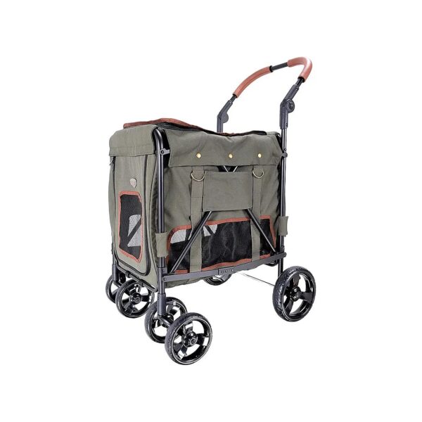 Top and Front Entry Dog Stroller with Detachable Carrier Bag and Extra-Sized Compartment