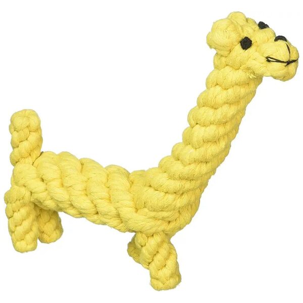 Tough Cotton Rope Knots Yellow Giraffe Dog Teeth Cleaning Toy for Small Medium Dogs