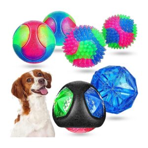 Toxic and Odorless LED Glow Ball Toy Set for Small to Medium Size Dogs - 6 Pieces