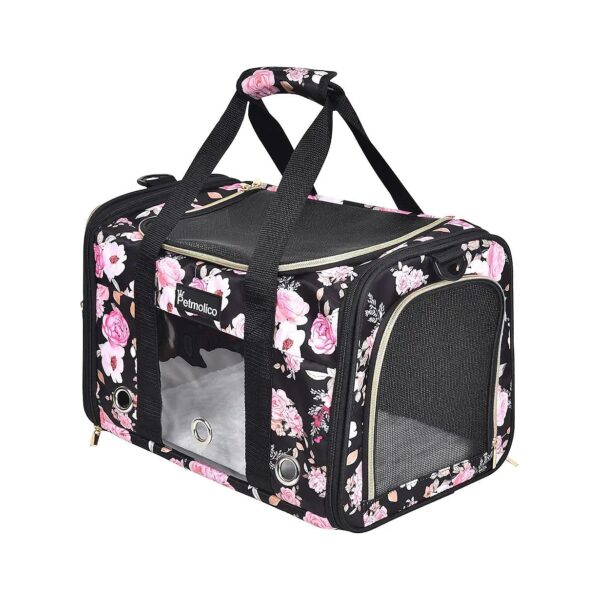 Travel Carrier for Cats and Small Dogs with 3 Mesh Windows and Pockets