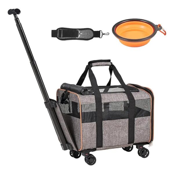 Travel Carrier for Small Cats and Dogs with Wheels TSA Approved for Under 22lbs