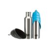 Travel Companion Stainless Steel Plastic Water Bottle with Bowl Assorted Colors