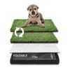 Travel-Friendly Small Dog Litter Box with Foldable Base and Artificial Grass Pee Pads