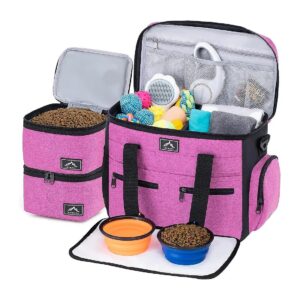 Travel Kit for Large Dogs with Food Containers, Organizer, and Collapsible Bowls