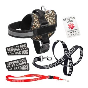 Travel Leash, and Reflective Patches, Girth 18 to 25, Leopard Brown