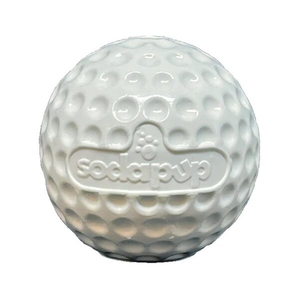 Treat Dispenser Golf Ball for Dogs that is Made from Non-Toxic, Pet Safe Materials