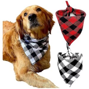 Trendy Pet Accessories, Reversible Plaid Dog Bandanas 2 Pack Triangle Dog Bibs