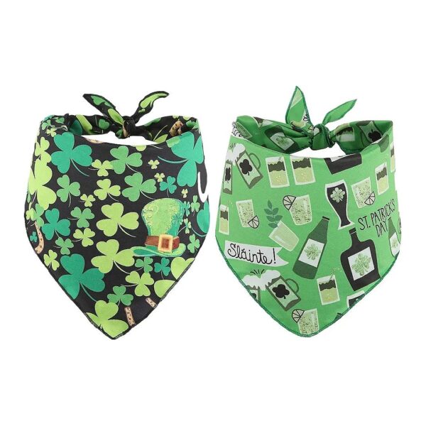 Triangle Bibs St Patricks Day Bandana Pack of Two for Large Size Dogs