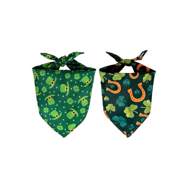 Triangle Dog Bandanas with Fairy Hat Pattern for St Patrick's Day Outfit