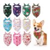 Triangular Scarf Dog Bandanas with Festive Designs for Dogs of All Sizes 10 Packs