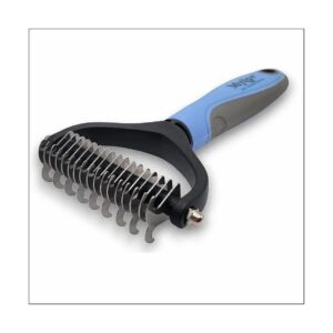 Triple Function Large Brush for Dematting Detangling and Deshedding Dogs Cats Blue