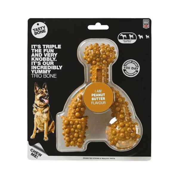 Triple Trio Nylon Bone for Large Dogs Peanut Butter Flavoured Healthy Teeth Gums