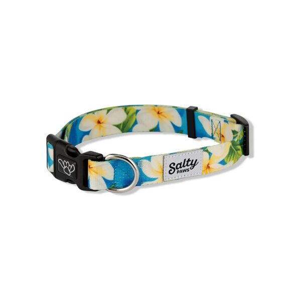 Tropical Blue Floral Adjustable Dog Collar for Small Dogs up to 25 lbs