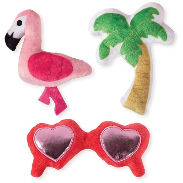 Tropical Inspired Squeaker Pet Toys Set of 3 Soft and Cozy