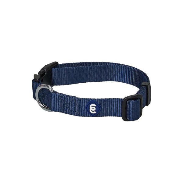 True Navy Solid Color Nylon Dog Collar for Small Dogs, Durable and Adjustable