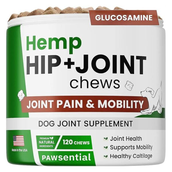 Turmeric and Glucosamine Hemp Chews for Large Breed Dogs Hip and Joint Supplement