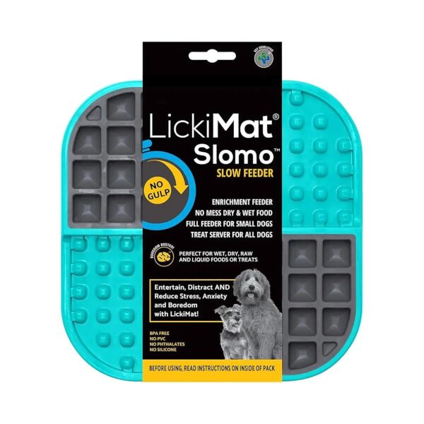 Turquoise Dog Lick Mat for Slow Feeding and Dental Health