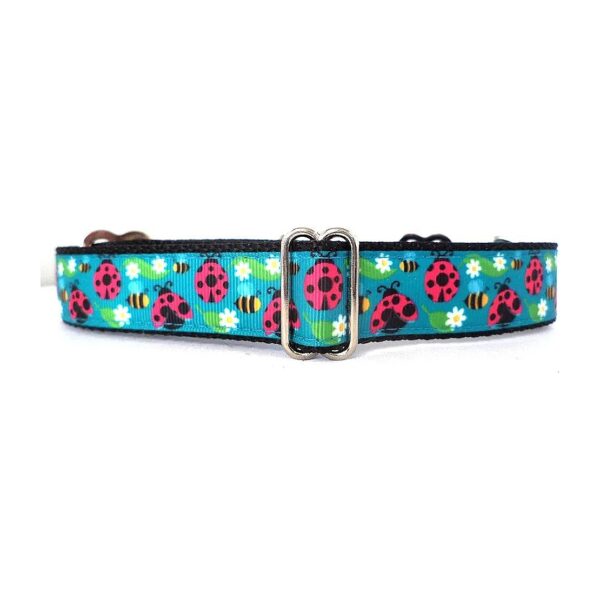 Turquoise Green Ladybugs Design Martingale Dog Collar for Small Medium Large XL Sizes