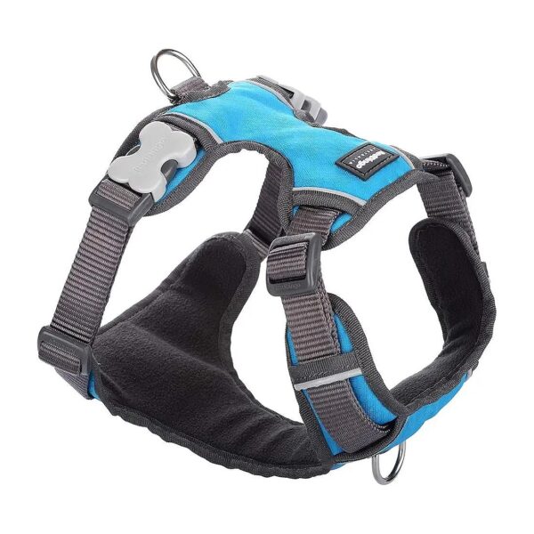 Turquoise Nylon XS Dog Harness Easy Off Dual Buckle Bone Clip Free