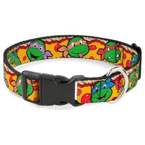 Turtle Faces Polyester Dog Collar with Secure Plastic Buckle